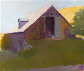 Wolf Kahn, Barn Against a Sunlit Hillside