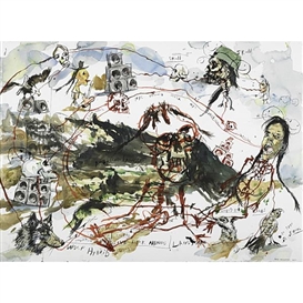 Brad Kahlhamer, American Landscape with Skull