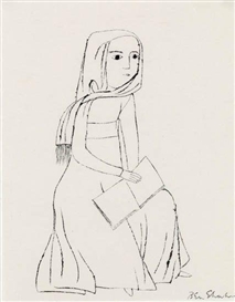 Ben Shahn, Seated Woman with a Shawl and Book