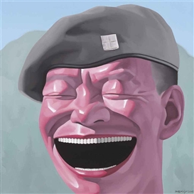 Yue Minjun, 2 Works: Hat Series