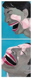 Yue Minjun, 2 Works: 99 Idols: No. 27 & No. 55