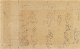 Carl Spitzweg, Studienblatt mit 10 charakteristischen Typen als Entwürfe zu Gemälden