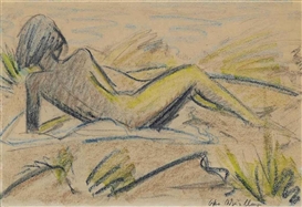 Otto Mueller, Mädchenakt in Dünen