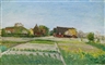 Otto Modersohn, 2 WORKS: FELDER BEI FISCHERHUDE & VERSO, COMMENCED STUDY: FISCHERHUDER HOFPLATZ