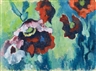Heinrich Nauen, ROTER UND BLAßVIOLETTER MOHN VOR BLAUGRÜNEM GRUND