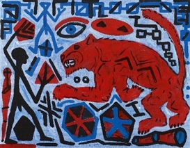 A.R. Penck, UNTITLED (ROTER LÖWE)
