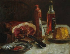 Max Slevogt, Still life with ham and schnapps