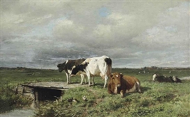 Anton Mauve, Cattle in an extensive polder landscape