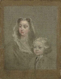 William Hogarth, Head study of a lady with her son
