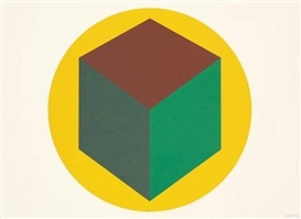 Sol LeWitt, CENTERED CUBE WITHIN A YELLOW CIRCLE