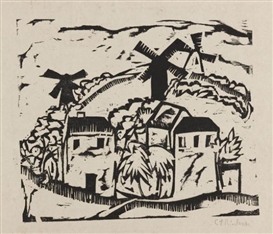 Ernst Ludwig Kirchner, Landschaft mit Windmühlen