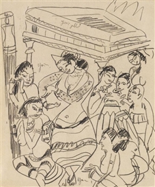Ernst Ludwig Kirchner, Tanzende Königin Sivali und Musikerinnen