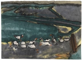 Emil Nolde, See mit Enten in der Marschlandschaft