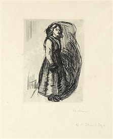 Edvard Munch, Young woman standing (Stående ung kvinne/Stehende junge Frau)