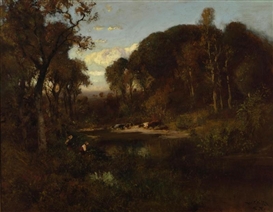William Keith, Cattle watering at dusk