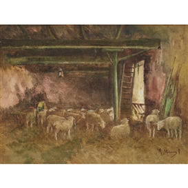 Anton Mauve, IN THE SHEEP BARN