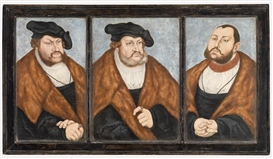 Lucas Cranach the Elder, Frederick the Wise, John the Constant and John Frederick the Generous, the electoral coat of arms on the reverse