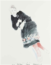 David Hockney, Celia in a Black Dress with a Coloured Border
