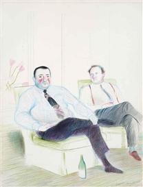 David Hockney, Portrait of Peter Langan and Jean-Marc Moussis