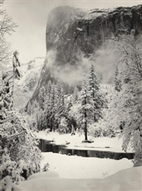 Ansel Adams, 2 works: El Capitan, Winter, Yosemite National Park; Morning, Merced River Canyon, Yosemite National Park