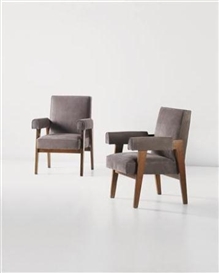 Pierre Jeanneret, Le Corbusier, Pair of 'Advocate and Press' armchairs, model no. LC/PJ-SI-41-A, designed for the High Court, Chandigarh