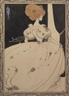 Aubrey Beardsley, Elegant figure by a curtain