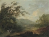 Julius Caesar Ibbetson, Landscape with a traveler on horseback and ruins in the distance