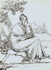 Benjamin West, Lady with a Book Seated Beneath a Tree