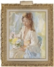 Wallace Bassford, a young woman arranging flowers