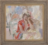 Wallace Bassford, a young woman seated with a red and white mask