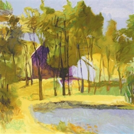 Wolf Kahn, Barn Above Pond