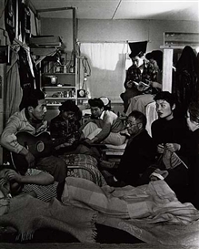 Hansel Mieth, Japanese-Americans interned at Hart Mountain, playing music in the dormitory