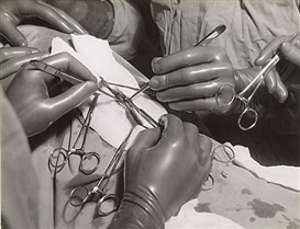 Hansel Mieth, Group of 7 intimite photographs of surgery being performed on an unidentified body part