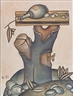 Dmitry Krasnopevtsev , Still Life with Bottle and Tree Stump