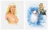 Martin Eder, 2 works:  Untitled (Woman) ;  Untitled (Cat)