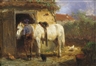 Anton Mauve, A farmer with his horse by a stable