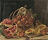 John F. Francis, Elaborate Still Life with Melons and Fruit on a Marble Slab