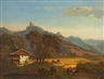 August Fink, Mountain Landscape With A Farm House And The Ruins Of A Castle
