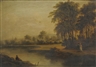Julius Caesar Ibbetson, Woody Landscape with River and a Man Fishing