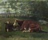 Anton Mauve, Two cows resting in a meadow