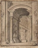 Francesco Panini, View of the interior of St. Peter's Basilica, Rome, with the tomb of Queen Christina of Sweden
