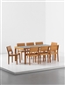 Alvar Aalto, 9 works: Dining table and set of eight stacking chairs, model no. 11/3