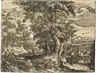 Hendrick Goltzius, Landscape with Trees and a Shepherd Couple
