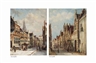 Petrus Gerardus Vertin, Figures in a snow covered street;  A Dutch town in summer