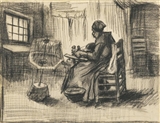 PEASANT WOMAN REELING YARN
