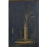 William Hogarth, cathedral interior with vaulted ceiling and two figures resting