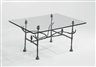 Diego Giacometti, TABLE BASSE TRAPEZOIDALE: MODÈLE AUX HIBOUX ET AUX GRENOUILLES
