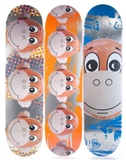 A Suite of Three Monkey Train Skate Decks