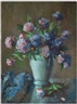Maurice Compris, Still-life of peonies in a porcelain vase