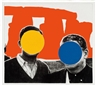 John Baldessari, Stonehenge (With Two Persons) Orange